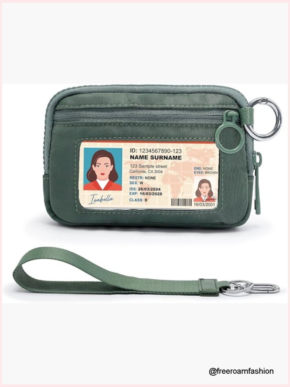 Mini Zip Card Case with Clear ID Window, Keychain Wallet, Lightweight